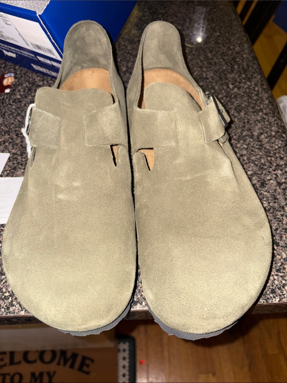 Birkenstock Olive Suede Slip-On London Clogs/Loafers Men Size 45